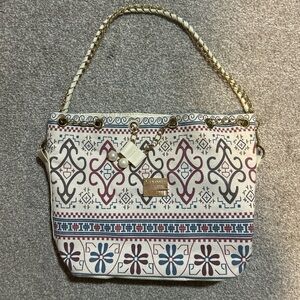 Wanyupj Cream Multicolor Tribal Shoulder Bag with Gold Chain